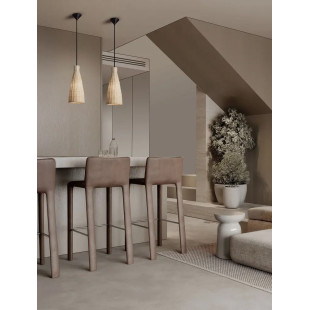 Lampa wisząca rattanowa stożek z wysokim kloszem Machi 19,5cm H46cm