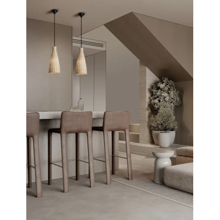 Lampa wisząca rattanowa stożek z wysokim kloszem Machi 19,5cm H46cm
