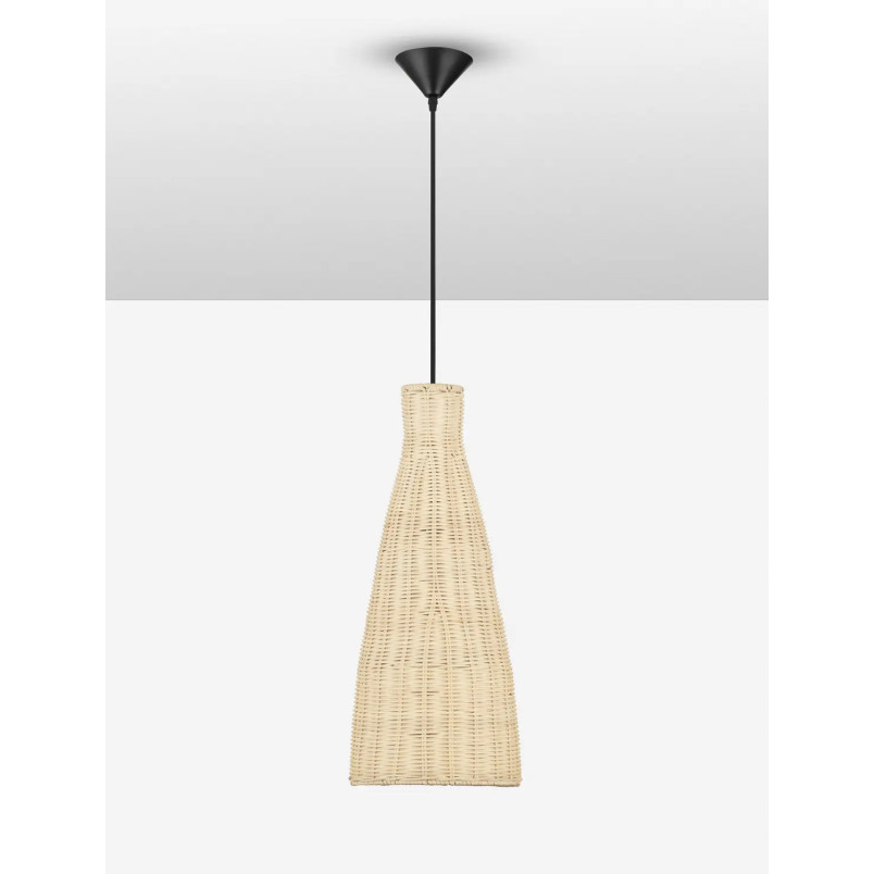 Lampa wisząca rattanowa stożek z wysokim kloszem Machi 19,5cm H46cm