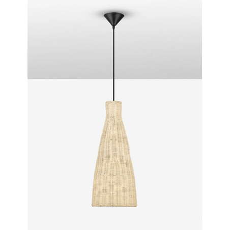 Lampa wisząca rattanowa stożek z wysokim kloszem Machi 19,5cm H46cm
