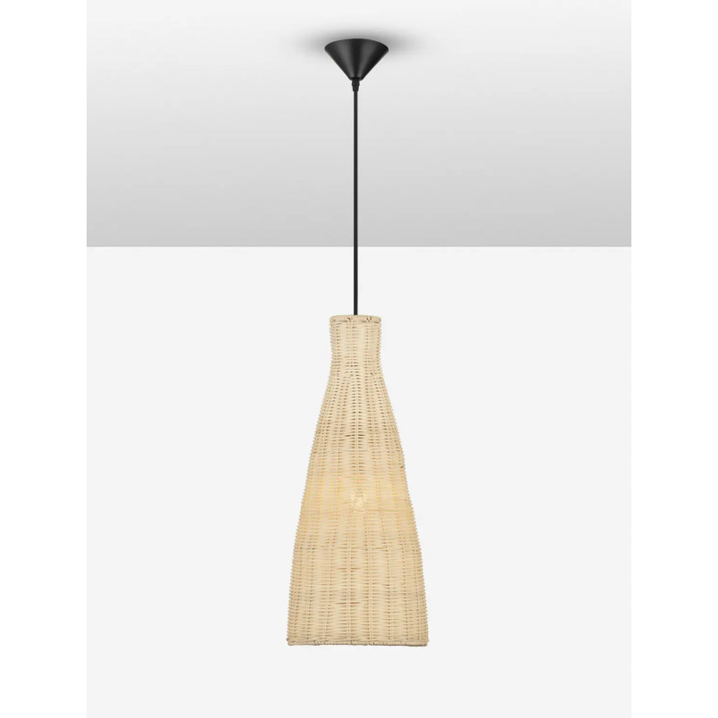 Lampa wisząca rattanowa stożek z wysokim kloszem Machi 19,5cm H46cm