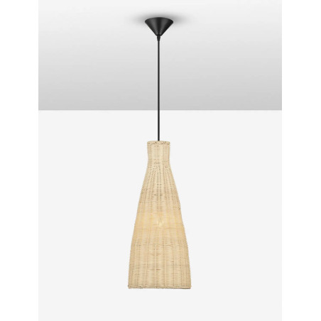 Lampa wisząca rattanowa stożek z wysokim kloszem Machi 19,5cm H46cm