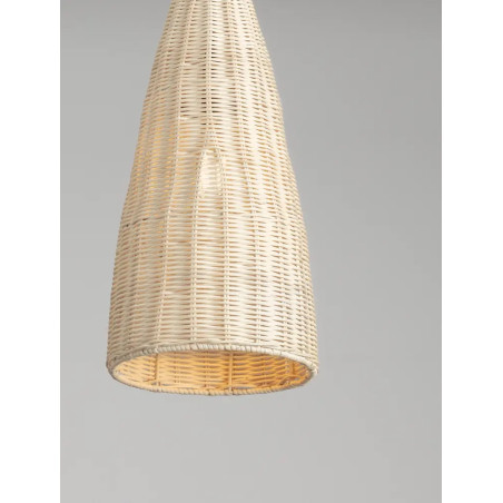 Lampa wisząca rattanowa stożek z wysokim kloszem Machi 19,5cm H46cm