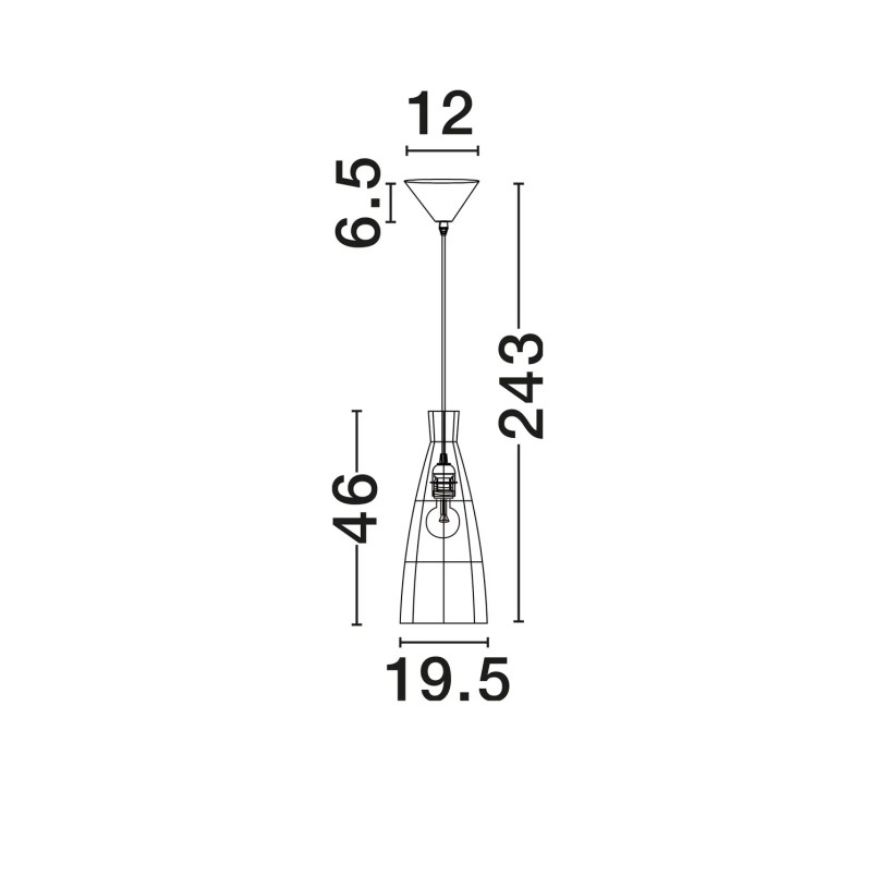 Lampa wisząca rattanowa stożek z wysokim kloszem Machi 19,5cm H46cm