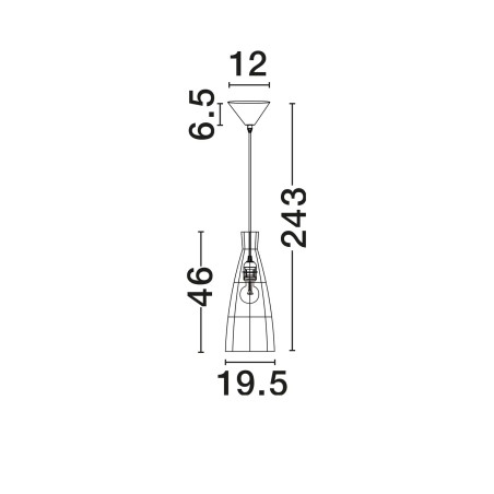 Lampa wisząca rattanowa stożek z wysokim kloszem Machi 19,5cm H46cm