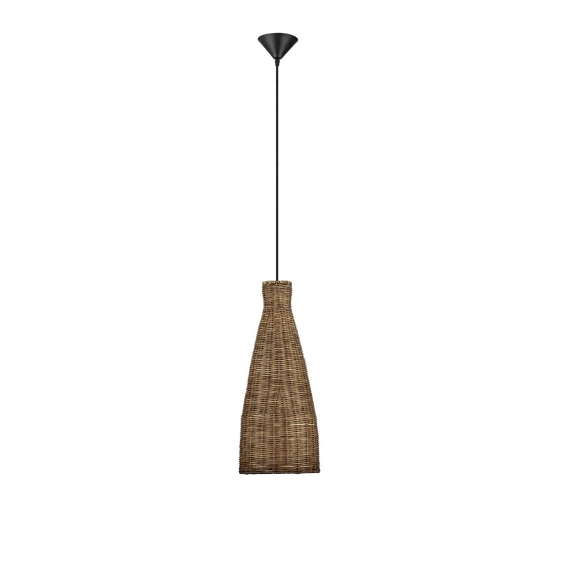 Lampa wisząca rattanowa stożek z wysokim kloszem Machi 19,5cm H46cm brązowa