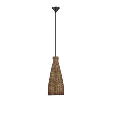 Lampa wisząca rattanowa stożek z wysokim kloszem Machi 19,5cm H46cm brązowa