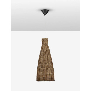 Lampa wisząca rattanowa stożek z wysokim kloszem Machi 19,5cm H46cm brązowa