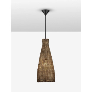 Lampa wisząca rattanowa stożek z wysokim kloszem Machi 19,5cm H46cm brązowa