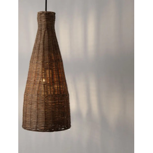 Lampa wisząca rattanowa stożek z wysokim kloszem Machi 19,5cm H46cm brązowa