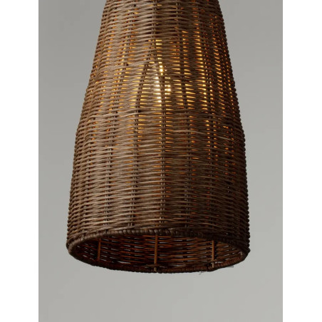 Lampa wisząca rattanowa stożek z wysokim kloszem Machi 19,5cm H46cm brązowa