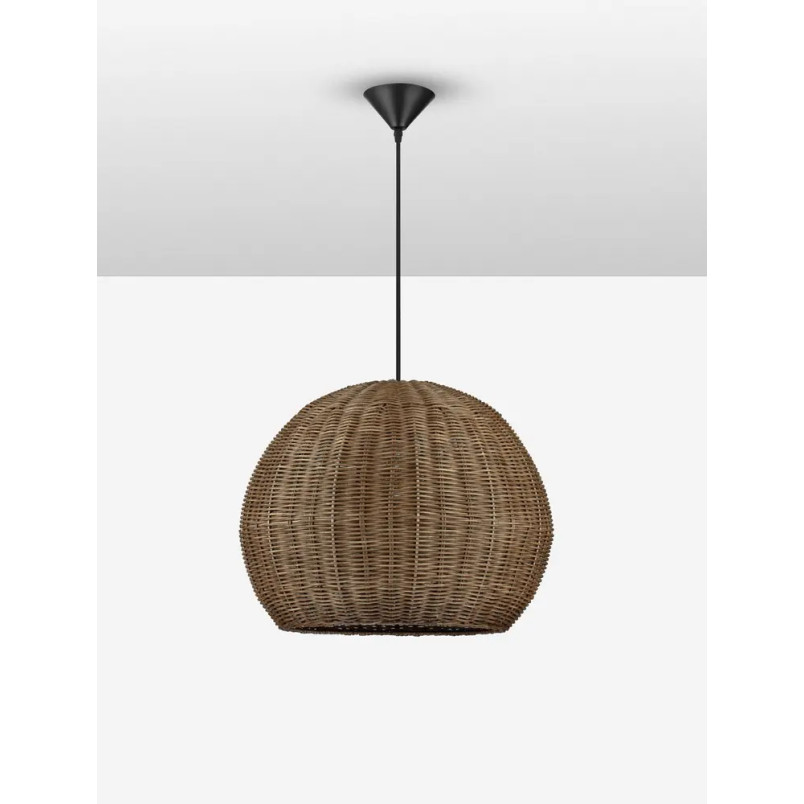 Lampa wisząca rattanowa kula Machi 39cm brązowa