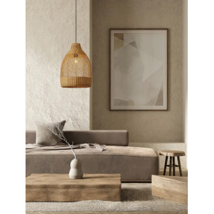 Lampa wisząca rattanowa z dużym kloszem Yuzu 35cm H:50cm miodowy rattan