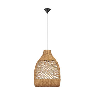 Lampa wisząca rattanowa z dużym kloszem Yuzu 35cm H:50cm miodowy rattan