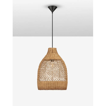 Lampa wisząca rattanowa z dużym kloszem Yuzu 35cm H:50cm miodowy rattan