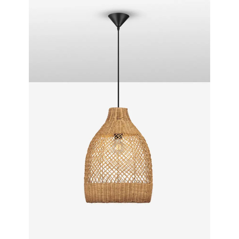 Lampa wisząca rattanowa z dużym kloszem Yuzu 35cm H:50cm miodowy rattan
