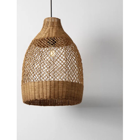 Lampa wisząca rattanowa z dużym kloszem Yuzu 35cm H:50cm miodowy rattan