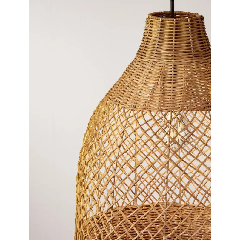 Lampa wisząca rattanowa z dużym kloszem Yuzu 35cm H:50cm miodowy rattan