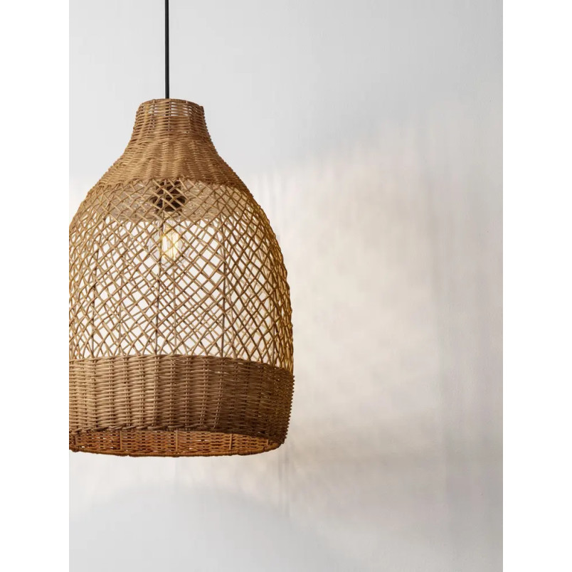 Lampa wisząca rattanowa z dużym kloszem Yuzu 35cm H:50cm miodowy rattan