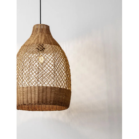 Lampa wisząca rattanowa z dużym kloszem Yuzu 35cm H:50cm miodowy rattan