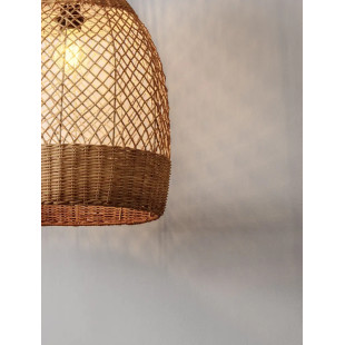 Lampa wisząca rattanowa z dużym kloszem Yuzu 35cm H:50cm miodowy rattan