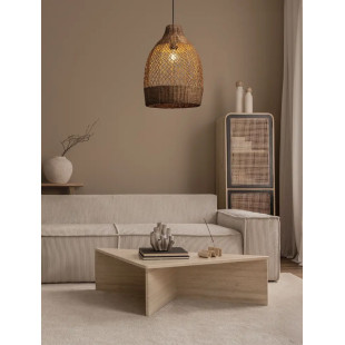 Lampa wisząca rattanowa z dużym kloszem Yuzu 35cm H:50cm brązowy rattan