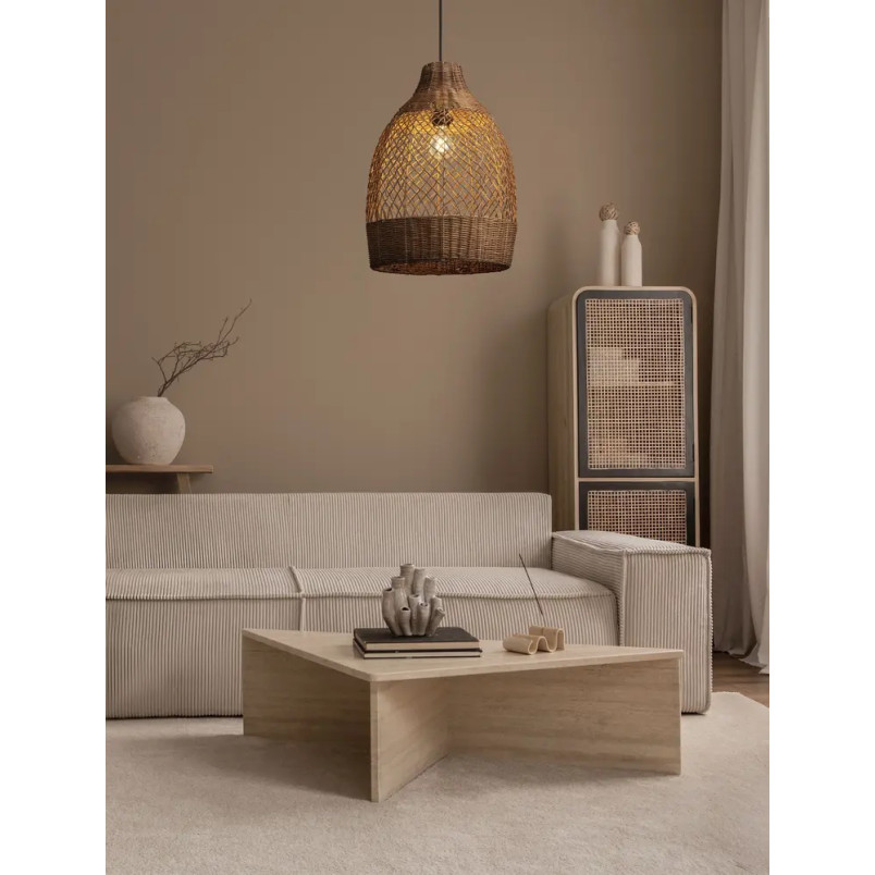 Lampa wisząca rattanowa z dużym kloszem Yuzu 35cm H:50cm brązowy rattan