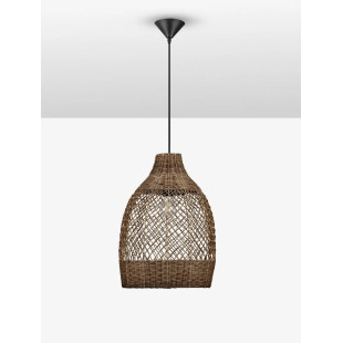 Lampa wisząca rattanowa z dużym kloszem Yuzu 35cm H:50cm brązowy rattan