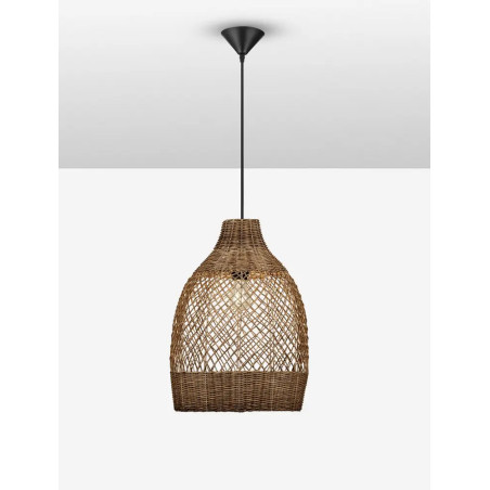 Lampa wisząca rattanowa z dużym kloszem Yuzu 35cm H:50cm brązowy rattan