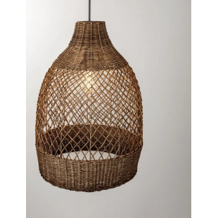 Lampa wisząca rattanowa z dużym kloszem Yuzu 35cm H:50cm brązowy rattan