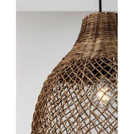 Lampa wisząca rattanowa z dużym kloszem Yuzu 35cm H:50cm brązowy rattan