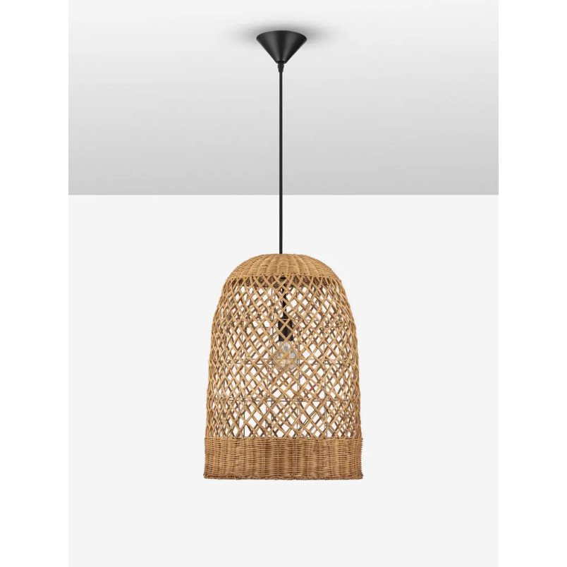 Lampa wisząca rattanowa z dużym kloszem Yuzu 41cm H:58,5cm miodowy rattan