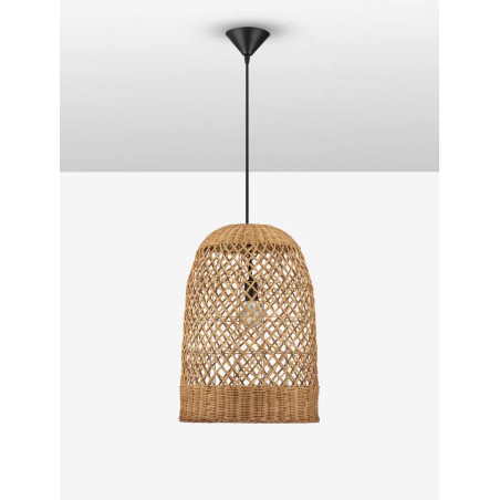 Lampa wisząca rattanowa z dużym kloszem Yuzu 41cm H:58,5cm miodowy rattan