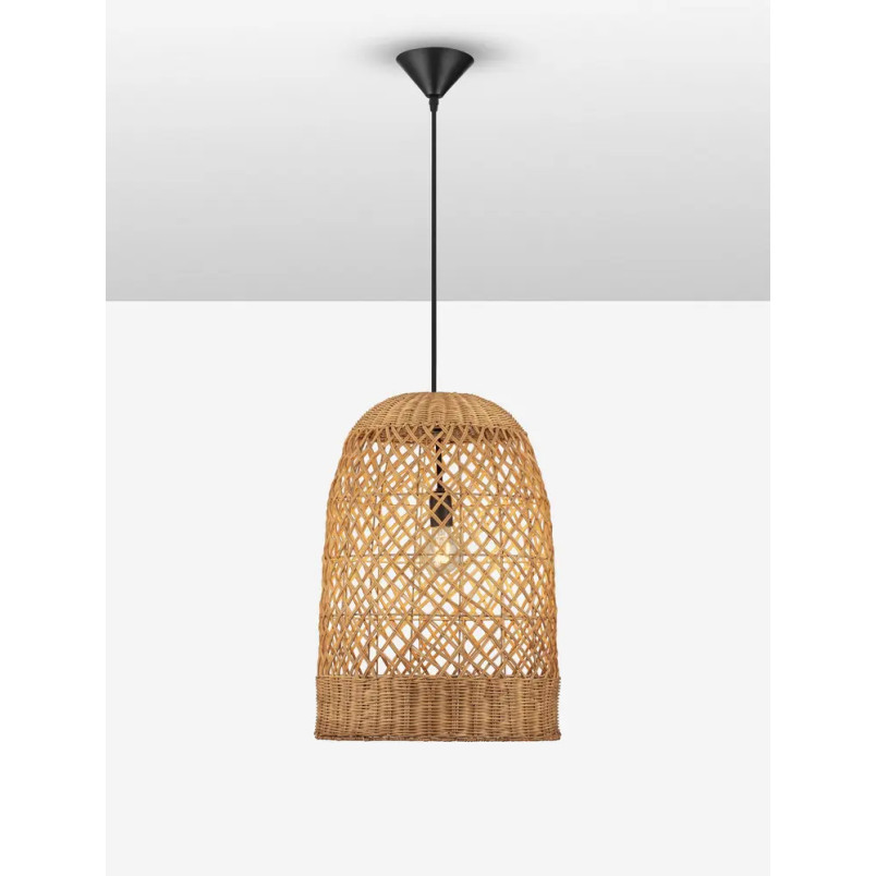 Lampa wisząca rattanowa z dużym kloszem Yuzu 41cm H:58,5cm miodowy rattan