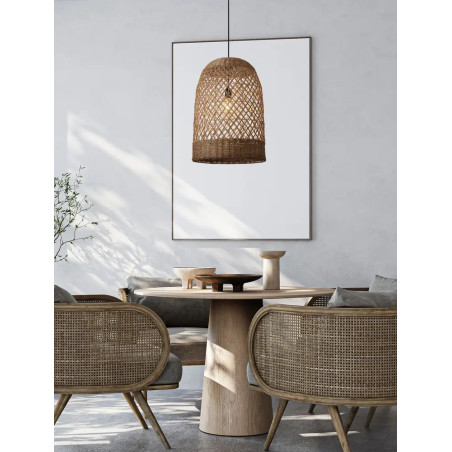 Lampa wisząca rattanowa z dużym kloszem Yuzu 41cm H:58,5cm brązowy rattan