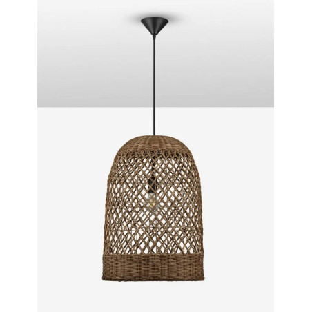 Lampa wisząca rattanowa z dużym kloszem Yuzu 41cm H:58,5cm brązowy rattan
