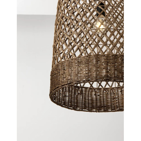 Lampa wisząca rattanowa z dużym kloszem Yuzu 41cm H:58,5cm brązowy rattan