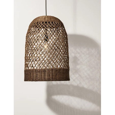 Lampa wisząca rattanowa z dużym kloszem Yuzu 41cm H:58,5cm brązowy rattan