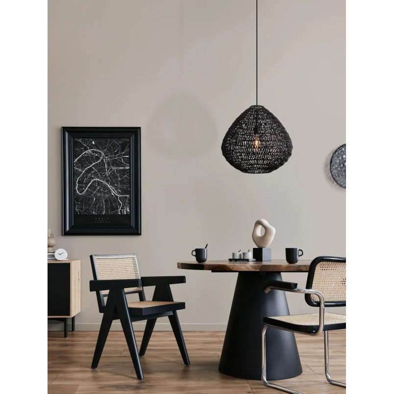 Lampa wisząca rattanowa boho Iwaki 50cm czarna
