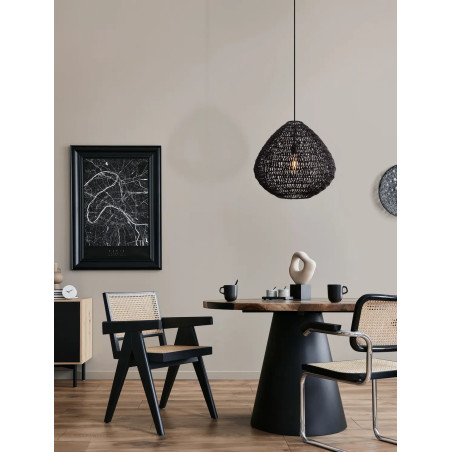 Lampa wisząca rattanowa boho Iwaki 50cm czarna