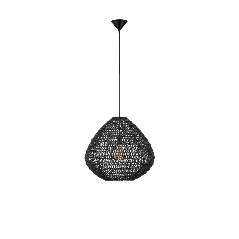 Lampa wisząca rattanowa boho Iwaki 50cm czarna