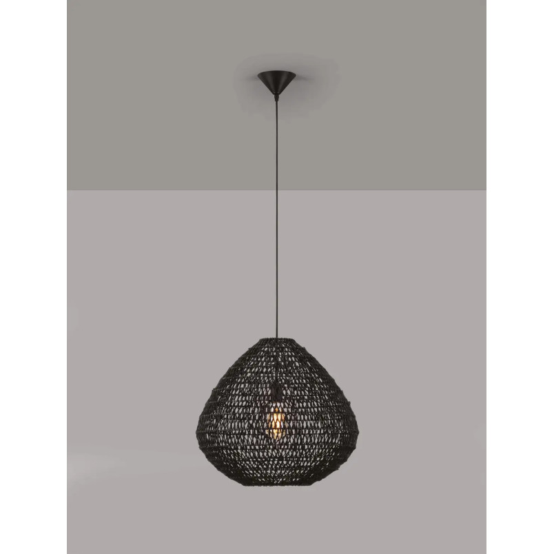 Lampa wisząca rattanowa boho Iwaki 50cm czarna