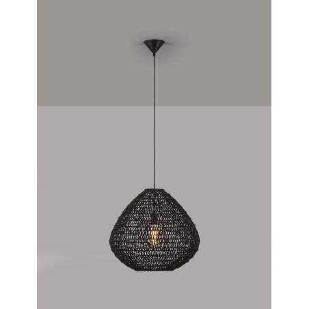 Lampa wisząca rattanowa boho Iwaki 50cm czarna