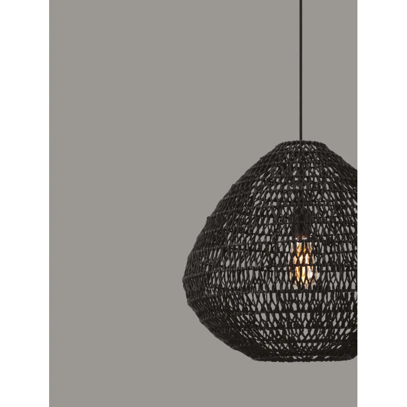 Lampa wisząca rattanowa boho Iwaki 50cm czarna