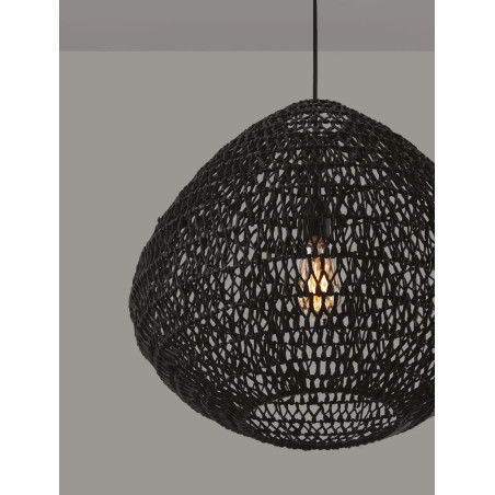 Lampa wisząca rattanowa boho Iwaki 50cm czarna