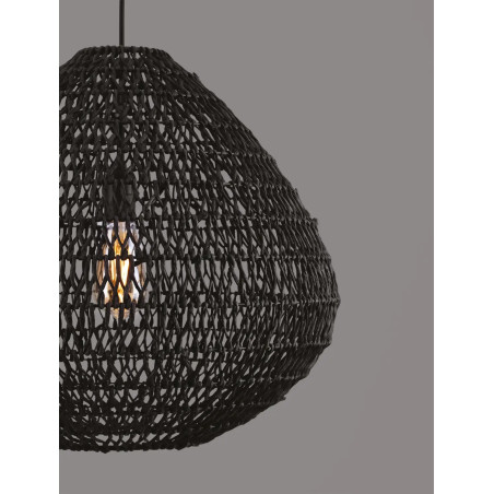Lampa wisząca rattanowa boho Iwaki 50cm czarna