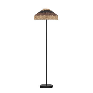 Lampa podłogowa z rattanowym kloszem Casa re 46cm H148cm czarna