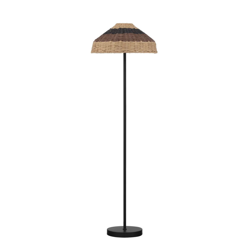 Lampa podłogowa z rattanowym kloszem Casa re 46cm H148cm czarna