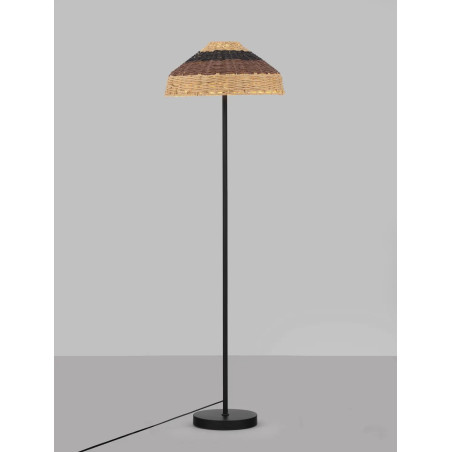 Lampa podłogowa z rattanowym kloszem Casa re 46cm H148cm czarna