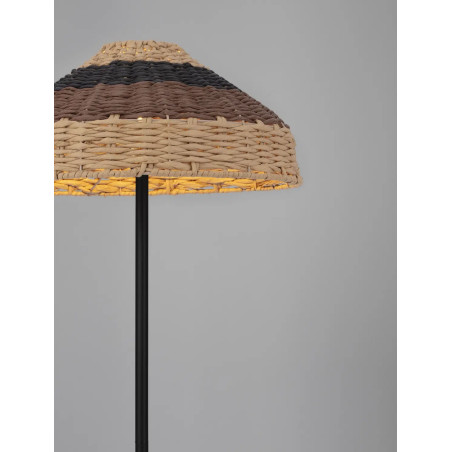 Lampa podłogowa z rattanowym kloszem Casa re 46cm H148cm czarna
